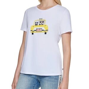 Karl Lagerfeld Paris Karl & Choupette Cab Tee. Size L. MSRP $49